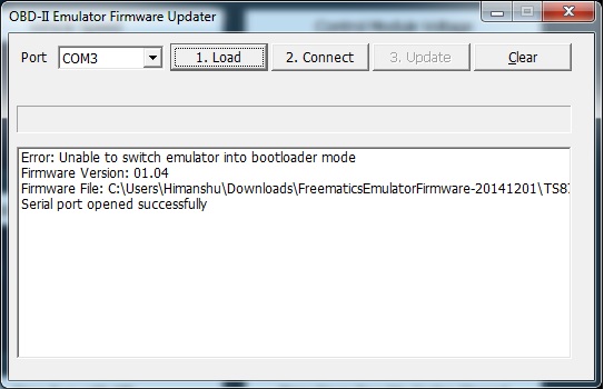 Error on firmare update tool